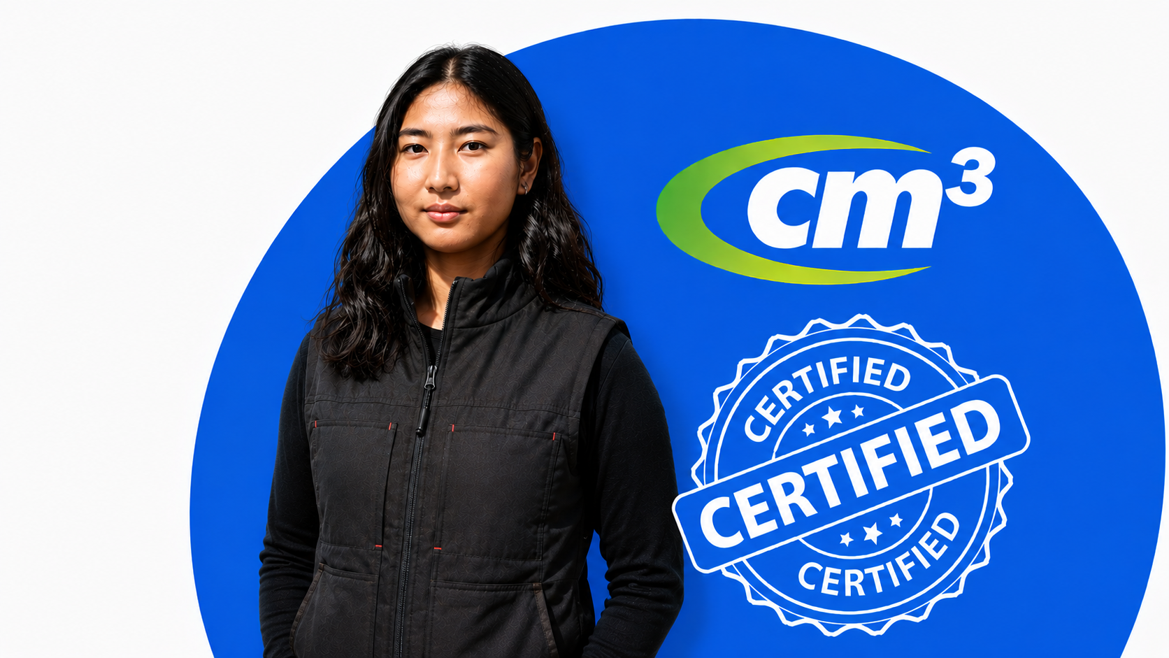 Certified tradesperson with CM3 certification badge